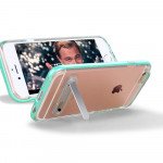 Wholesale Apple iPhone 8 Plus / 7 Plus Clear Armor Bumper Kickstand Case (Green)